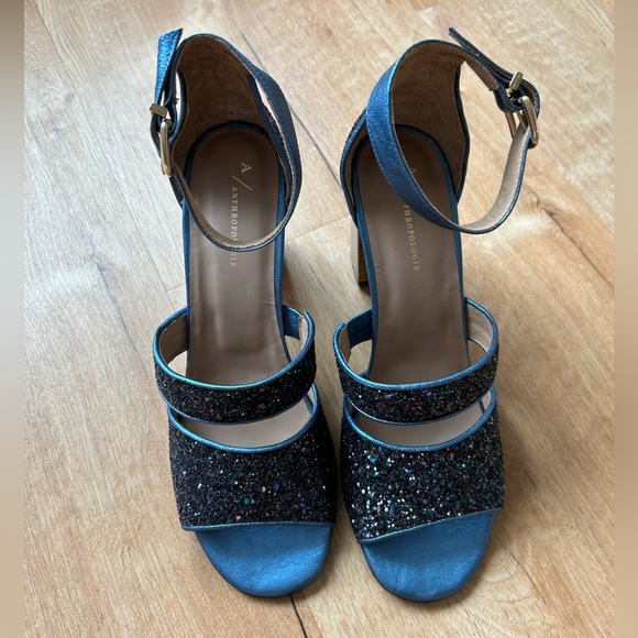 NWOT Anthropologie sparkly blue heels - Picture 9 of 10